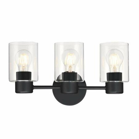 BRILLIANTBULB Sylvestre Three-Light Indoor Wall Fixture, Matte Black BR3278613